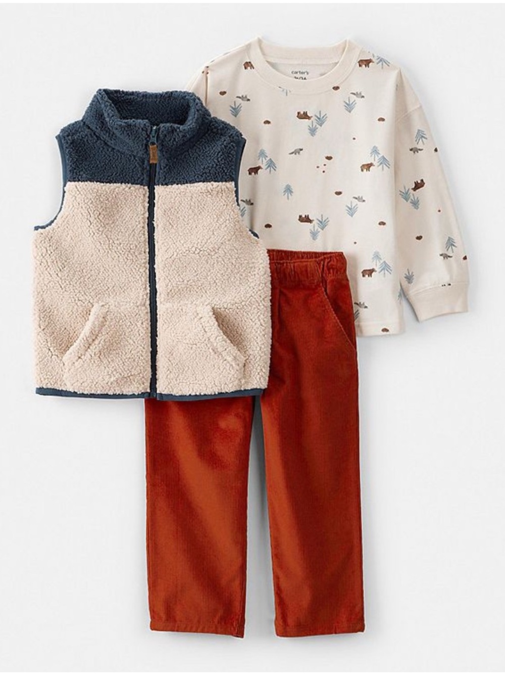 Carter’s boys Sherpa Vest & Corduroy Pant Set size 4T